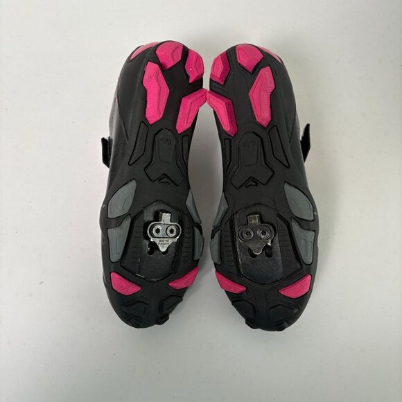 Liv Fera Cycling Shoes Womens Size 39 US 8.5 Black Pink Spin Off Road Clips - Picture 8 of 13